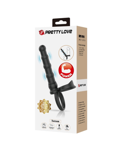 PRETTY LOVE - TATUM ANILLO VIBRADOR PENE CON PLUG 10 VIBRACIONES NEGRO