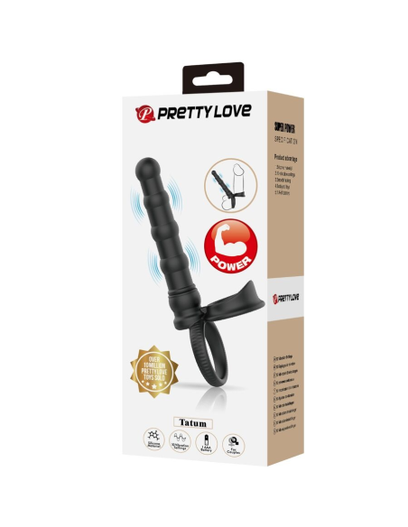 PRETTY LOVE - TATUM ANILLO VIBRADOR PENE CON PLUG 10 VIBRACIONES NEGRO
