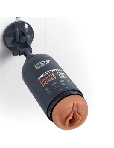 PDX PLUS - MASTURBADOR STROKER DISEÑO DISCRETO DE BOTE CHAMPU MILK ME HONEY CARAMELO