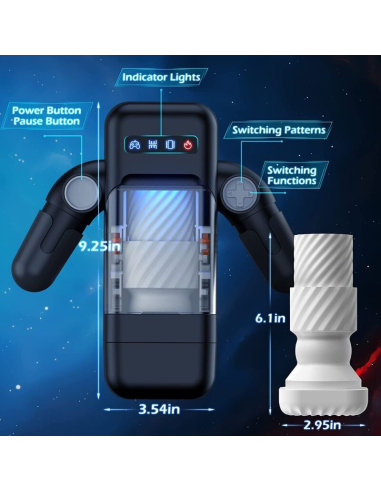GAME CUP - MASTURBADOR MASCULINO CON VIBRACIÓN Y FUNCIÓN CALOR CON SOPORTE PARA MÓVILES - NEGRO