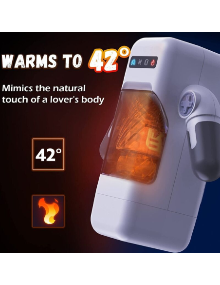 GAME CUP - MASTURBADOR MASCULINO CON VIBRACIÓN Y FUNCIÓN CALOR CON SOPORTE PARA MÓVILES - NEGRO