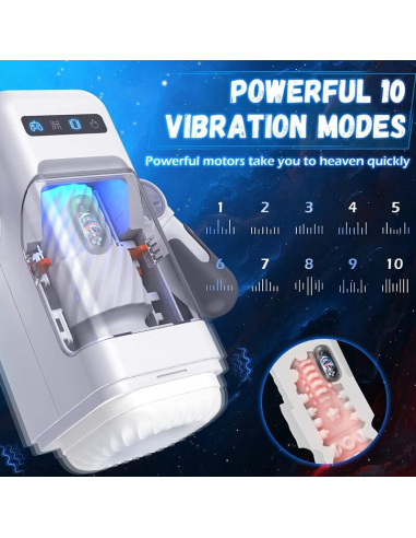 GAME CUP - MASTURBADOR MASCULINO CON VIBRACIÓN Y FUNCIÓN CALOR CON SOPORTE PARA MÓVILES - NEGRO