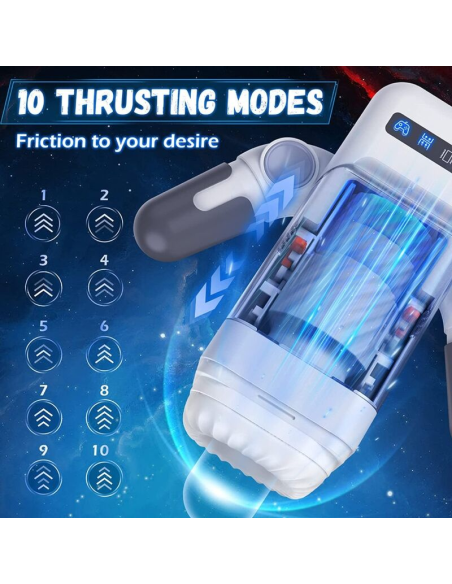 GAME CUP - MASTURBADOR MASCULINO CON VIBRACIÓN Y FUNCIÓN CALOR CON SOPORTE PARA MÓVILES - NEGRO