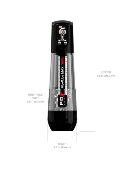 PDX ELITE - VIEWTUBE MAX VIEW MASTURNADOR AUTOMÁTICO CON SUCCIÓN TRANSPARENTE