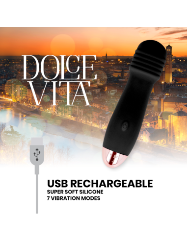 DOLCE VITA - VIBRADOR RECARGABLE TRES NEGRO 7 VELOCIDADES