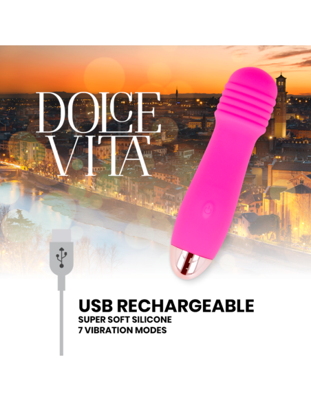 DOLCE VITA - VIBRADOR RECARGABLE THREE ROSA 7 VELOCIDADES