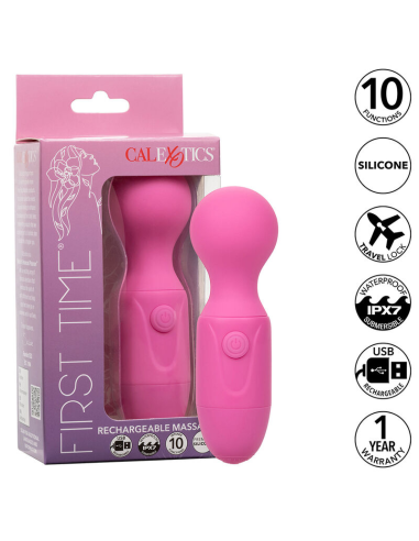 CALEXOTICS - FIRST TIME MASAJEADOR RECARGABLE 10 VIBRACIONES ROSA