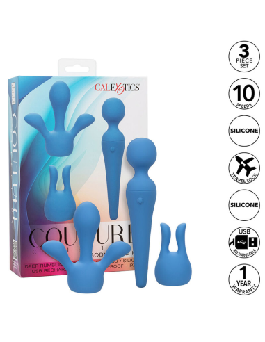 CALEXOTICS - COUTURE KIT VIBRADOR WAND 10 VIBRACIONES AZUL