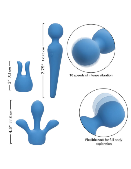 CALEXOTICS - COUTURE KIT VIBRADOR WAND 10 VIBRACIONES AZUL