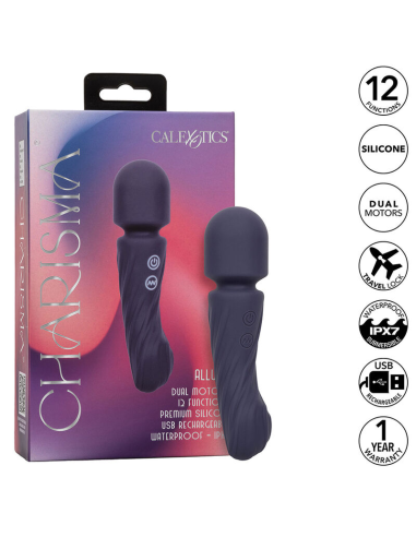 CALEXOTICS - CHARISMA ALLURE MASAJEADOR DOBLE MOTOR 12 FUNCIONES 17,25 CM X 4,5 CM MORADO