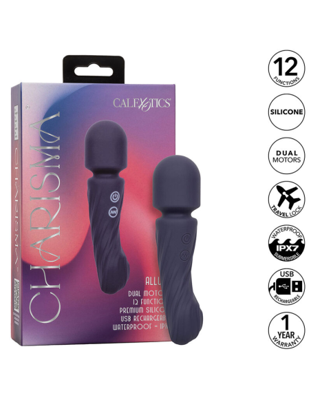 CALEXOTICS - CHARISMA ALLURE MASAJEADOR DOBLE MOTOR 12 FUNCIONES 17,25 CM X 4,5 CM MORADO