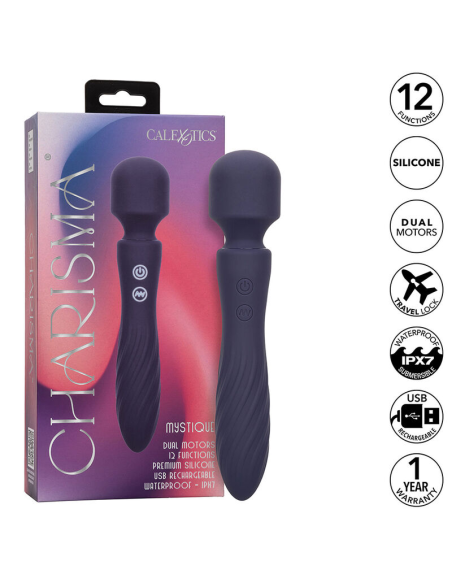 CALEXOTICS - CHARISMA MYSTIQUE MASAJEADOR DOBLE MOTOR 12 FUNCIONES 21,5 CM X 4,5 CM MORADO