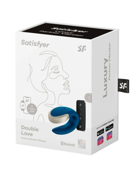 SATISFYER - APP DOUBLE LOVE VIBRADOR PAREJAS LUXURY AZUL
