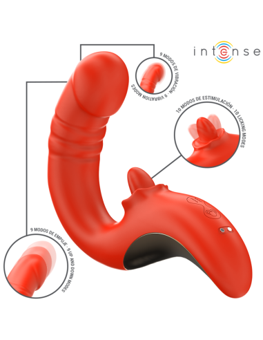 INTENSE - PAULINA VIBRADOR and ESTIMULADOR EN FORMA DE U ROJO