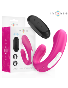 INTENSE - JANET ESTIMULADOR Y VIBRADOR DUAL EN FORMA DE U CON CONTROL REMOTO ROSA