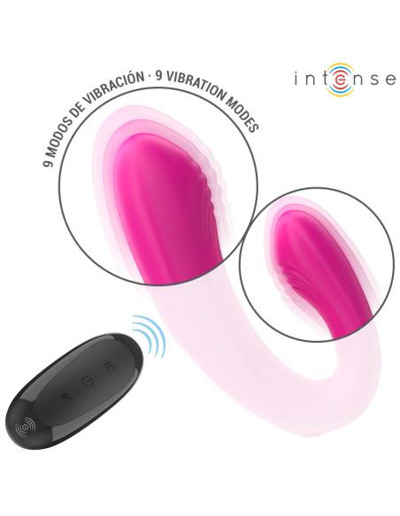 INTENSE - JANET ESTIMULADOR Y VIBRADOR DUAL EN FORMA DE U CON CONTROL REMOTO ROSA