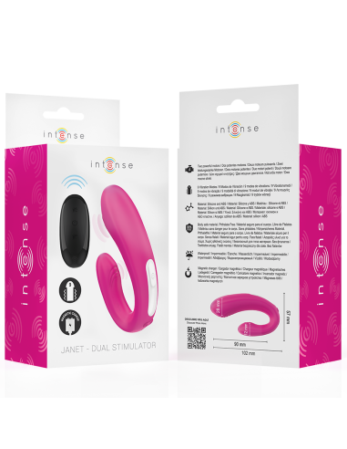 INTENSE - JANET ESTIMULADOR Y VIBRADOR DUAL EN FORMA DE U CON CONTROL REMOTO ROSA