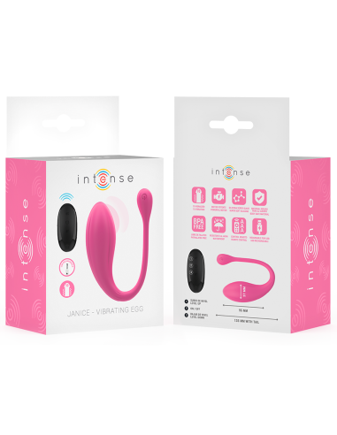 INTENSE - JANICE HUEVO VIBRADOR U DOBLE ESTIMULACIÓN 10 VIBRACIONES ROSA CONTROL REMOTO