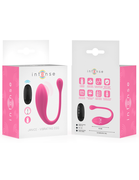 INTENSE - JANICE HUEVO VIBRADOR U DOBLE ESTIMULACIÓN 10 VIBRACIONES ROSA CONTROL REMOTO