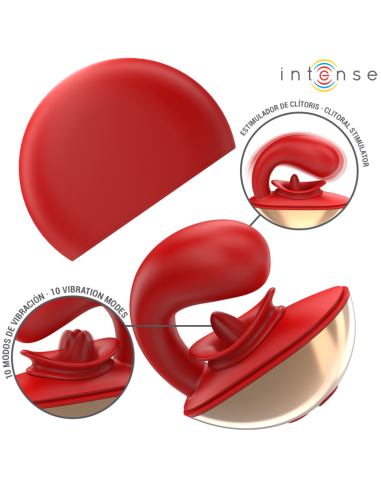 INTENSE - MARIAH VIBRADOR and ESTIMULADOR EN FORMA DE U 10 VIBRACIONES ROJO