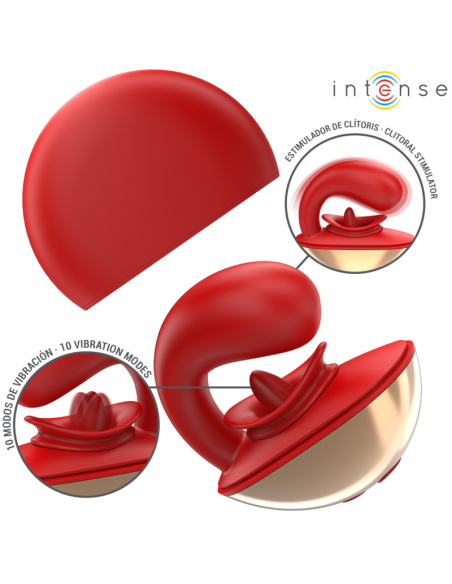 INTENSE - MARIAH VIBRADOR and ESTIMULADOR EN FORMA DE U 10 VIBRACIONES ROJO