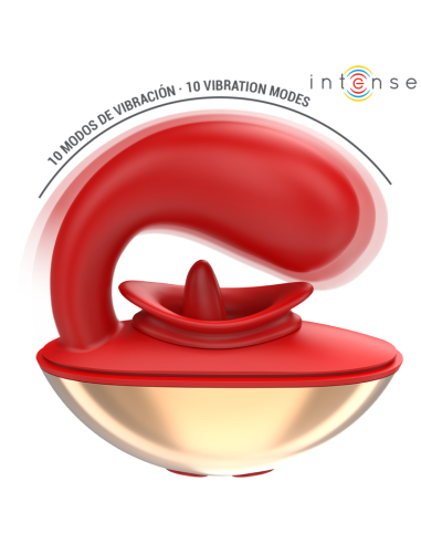 INTENSE - MARIAH VIBRADOR and ESTIMULADOR EN FORMA DE U 10 VIBRACIONES ROJO