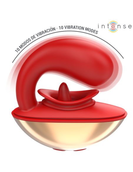INTENSE - MARIAH VIBRADOR and ESTIMULADOR EN FORMA DE U 10 VIBRACIONES ROJO