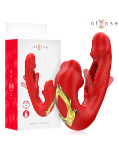 INTENSE - NATHY VIBRADOR DOBLE CON BOCA ESTIMULADORA MULTIFUNCIÓN ROJO