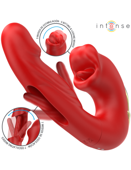 INTENSE - NATHY VIBRADOR DOBLE CON BOCA ESTIMULADORA MULTIFUNCIÓN ROJO