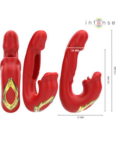 INTENSE - NATHY VIBRADOR DOBLE CON BOCA ESTIMULADORA MULTIFUNCIÓN ROJO