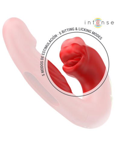 INTENSE - NATHY VIBRADOR DOBLE CON BOCA ESTIMULADORA MULTIFUNCIÓN ROJO