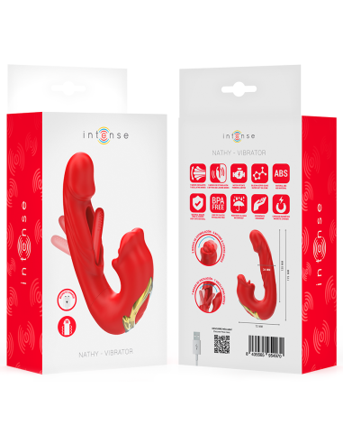 INTENSE - NATHY VIBRADOR DOBLE CON BOCA ESTIMULADORA MULTIFUNCIÓN ROJO