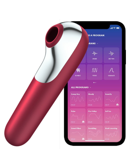 SATISFYER - DUAL LOVE VIBRADOR Y SUCCIONADOR CON AIRE PULSADO ROJO