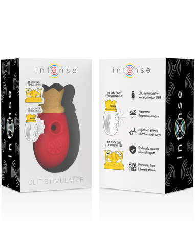 INTENSE - ESTIMULADOR CLÍTORIS 10 MODOS DE SUCCIÓN Y LICKING - ROJO
