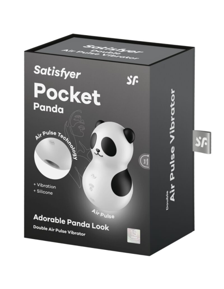 SATISFYER - POCKET PANDA ESTIMULADOR and VIBRADOR BLANCO Y NEGRO