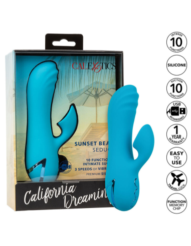 CALEXOTICS - SUNSET BEACH SEDUCER VIBRADOR Y ESTIMULADOR 10 FUNCIONES AZUL