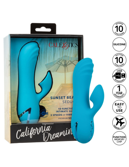 CALEXOTICS - SUNSET BEACH SEDUCER VIBRADOR Y ESTIMULADOR 10 FUNCIONES AZUL