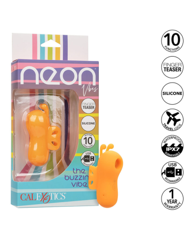 CALEXOTICS - NEON VIBES THE BUZZING VIBE ESTIMULADOR DE DEDO 10 VIBRACIONES NARANJA