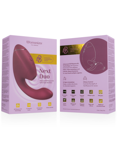 WOMANIZER - DUO NEXT ESTIMULADOR VIBRADOR DUAL CLÍTORIS and PUNTO·G ROSA