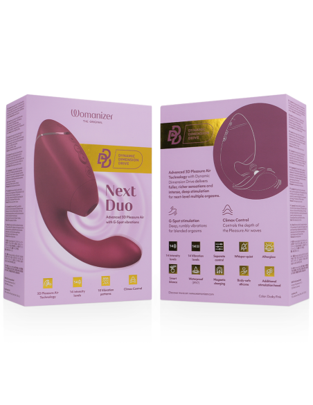 WOMANIZER - DUO NEXT ESTIMULADOR VIBRADOR DUAL CLÍTORIS and PUNTO·G ROSA