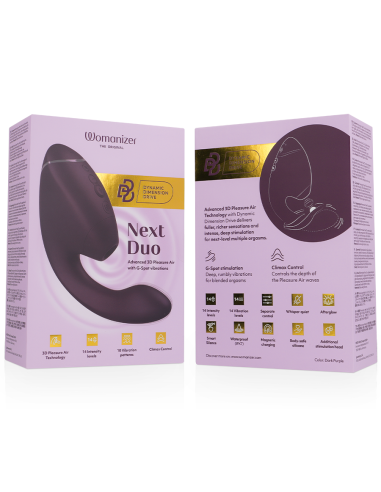 WOMANIZER - DUO NEXT ESTIMULADOR VIBRADOR DUAL CLÍTORIS and PUNTO·G MORADO