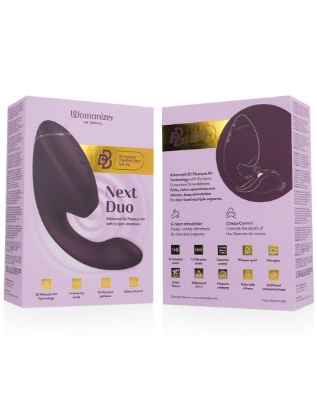 WOMANIZER - DUO NEXT ESTIMULADOR VIBRADOR DUAL CLÍTORIS and PUNTO·G MORADO