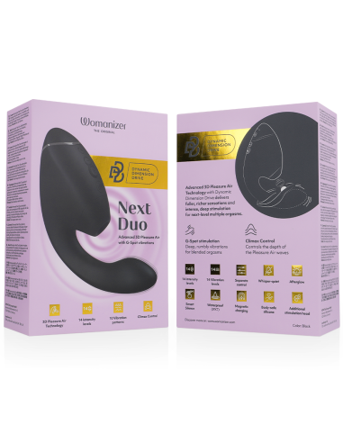 WOMANIZER - DUO NEXT ESTIMULADOR VIBRADOR DUAL CLÍTORIS and PUNTO·G NEGRO