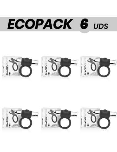ECOPACK 6 UDS - BLACKandSILVER CAMERON ANILLO RECARGABLE SILVER
