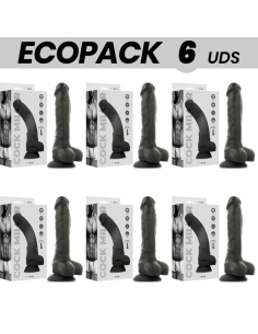 ECOPACK 6 UDS - COCK MILLER SILICONA DENSITY COCKSIL ARTICULABLE NEGRO 18 CM