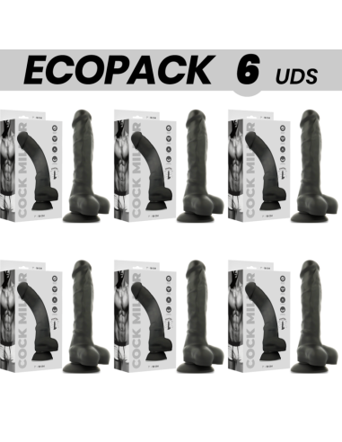 ECOPACK 6 UDS - COCK MILLER SILICONA DENSITY COCKSIL ARTICULABLE NEGRO 18 CM