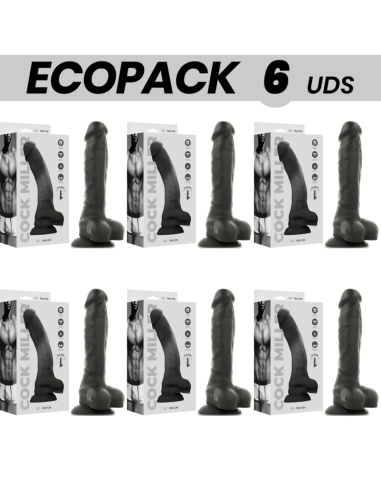 ECOPACK 6 UDS - COCK MILLER SILICONA DENSITY COCKSIL ARTICULABLE NEGRO 19,5 CM
