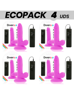 ECOPACK 6 UDS - DIVERSIA DILDO FLEXIBLE CON VIBRACION LILA 17 CM -O- 3.3 CM