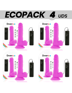 ECOPACK 6 UDS - DIVERSIA DILDO FLEXIBLE CON VIBRACION LILA 20.5 CM -O- 4.2 CM