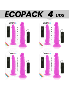 ECOPACK 4 UDS - DIVERSIA DILDO FLEXIBLE CON VIBRACION LILA 21 CM -O- 4.9 CM